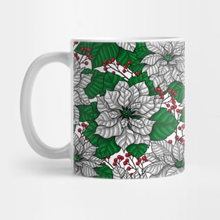 White poinsettia, Christmas pattern Mug